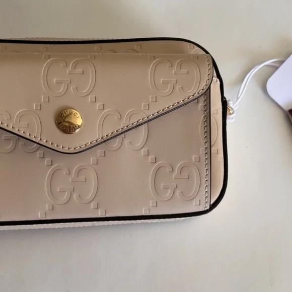 GUCCI Gilbert Calfskin Leather Mini Envelope Beige Crossbody Bag NIB 781554 - Picture 9 of 15